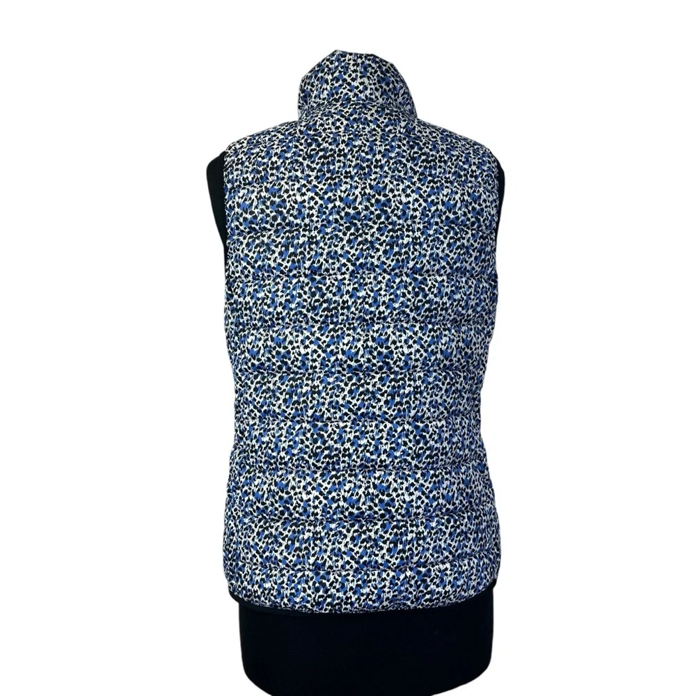 J. Crew Factory S Blue Black Animal Print Puffer Vest
